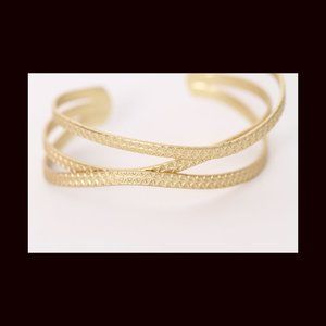 Multi-Row Twisted Gold Tone Cuff Bangle